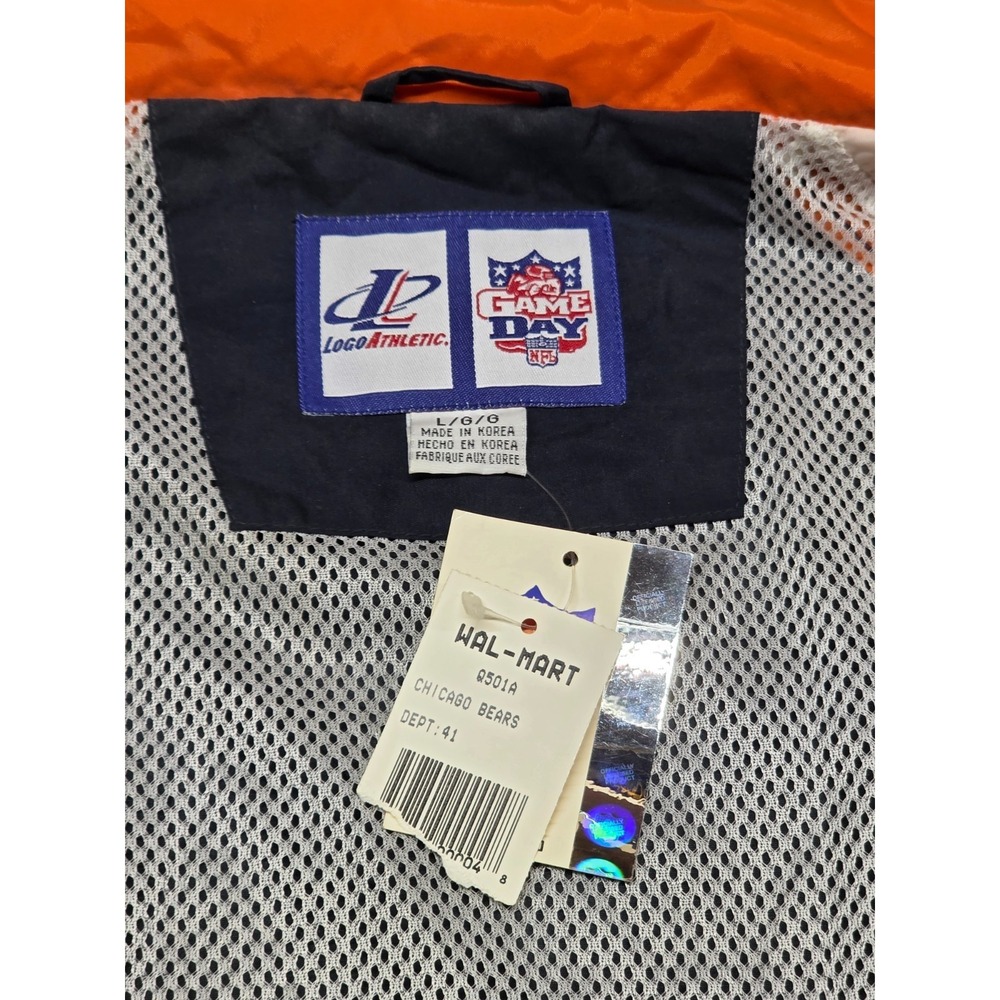Vintage Logo Athletic Chicago Bears NFL Windbreaker Jacket Navy Orange Mens L NW - Picture 6 of 13